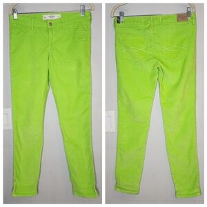 NWT Abercrombie Corduroy Lime Green Lowrise Pants Size 6